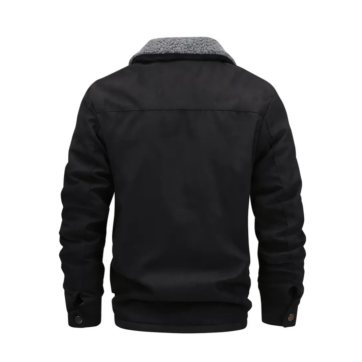 Mens Outdoor Jacket Teddy Fleece Lined Lapel Collar