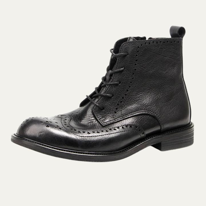 Mens Leather Casual Lace-Up Boots Retro Style