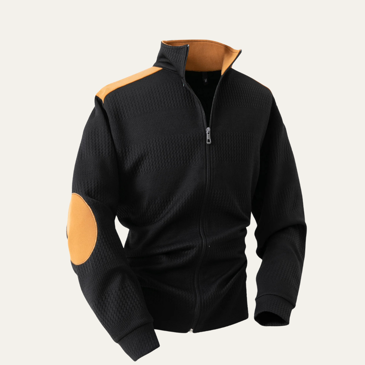 Mens Knit Jacket Lightweight Zip-Up Stand Collar