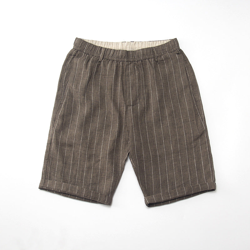 Mens Linen Shorts High Waist Classic Fit