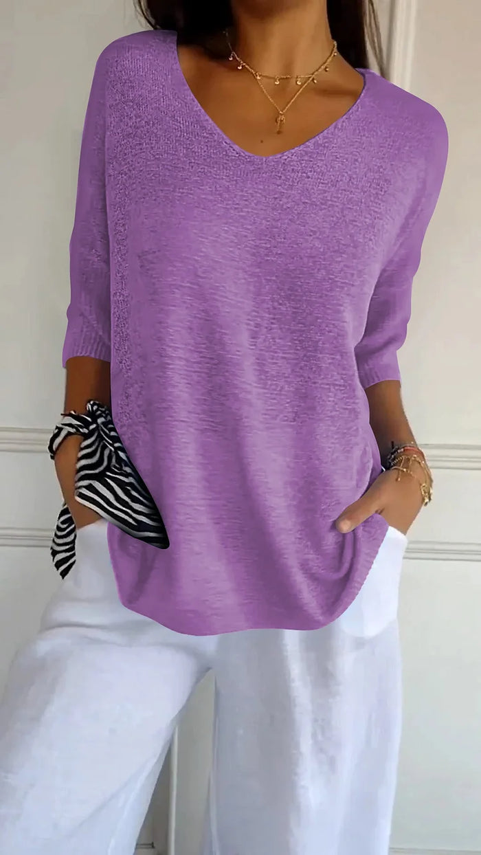 Womens V-Neck Sweater Relaxed Fit