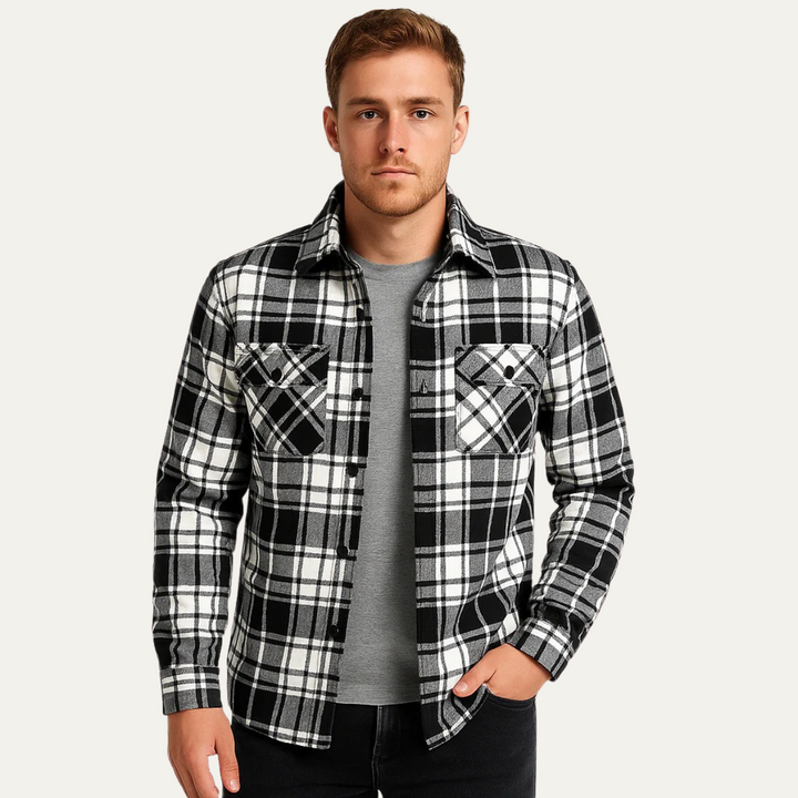 Mens Flannel Jacket Check Plaid Relaxed Fit