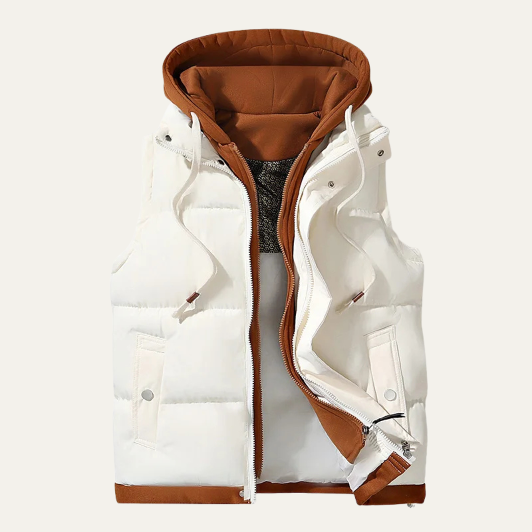 Mens Sleeveless Puffer Gilet with Hood Warm Insulated - BritishMode