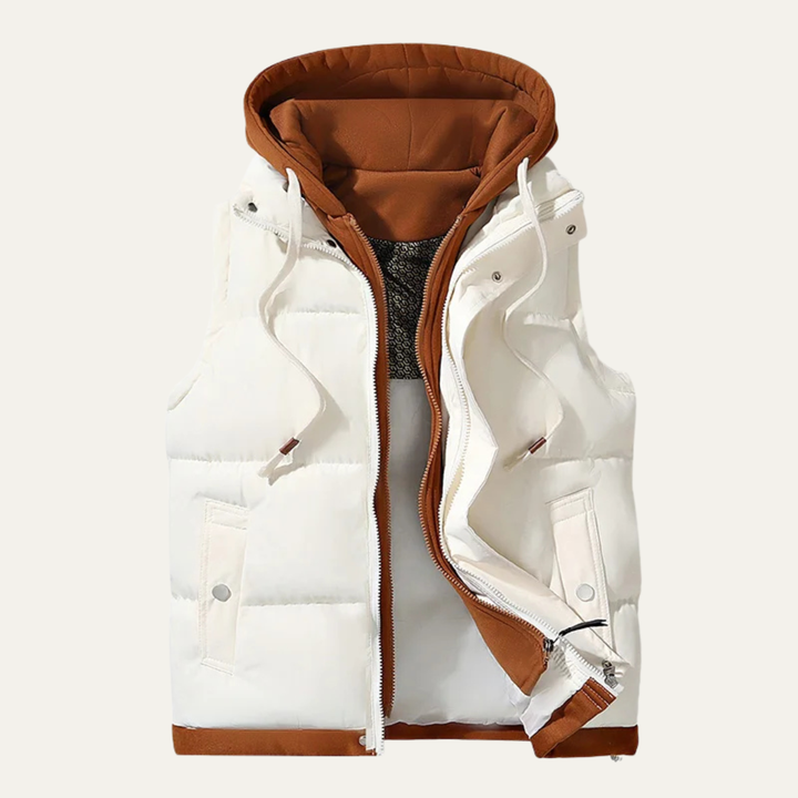 Mens Sleeveless Puffer Gilet with Hood Warm Insulated - BritishMode