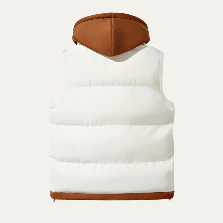 Mens Sleeveless Puffer Gilet with Hood Warm Insulated