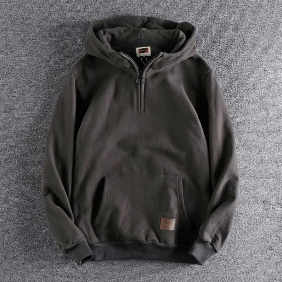 Mens Fleece Hoodie with Pouch Pocket Relaxed Fit