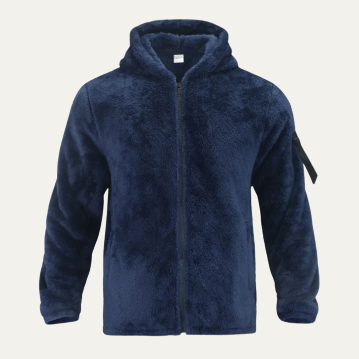 Mens Jacket Soft Plush Double-Sided Fleece Warm Fit