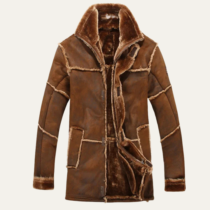 Mens Suede Leather Jacket with Shearling Lining Warm Fit