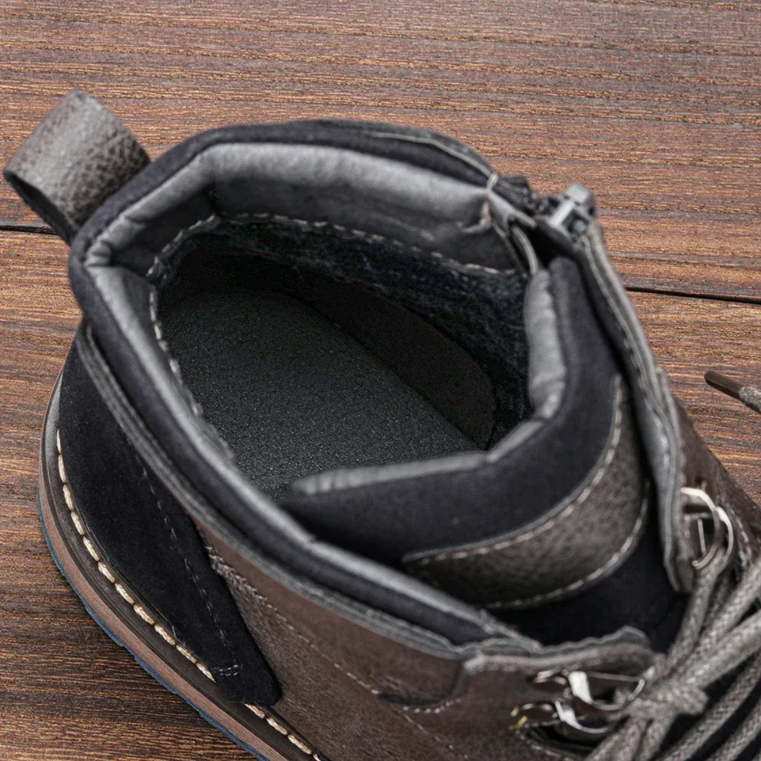 Mens Leather Combat Boots Textured Design