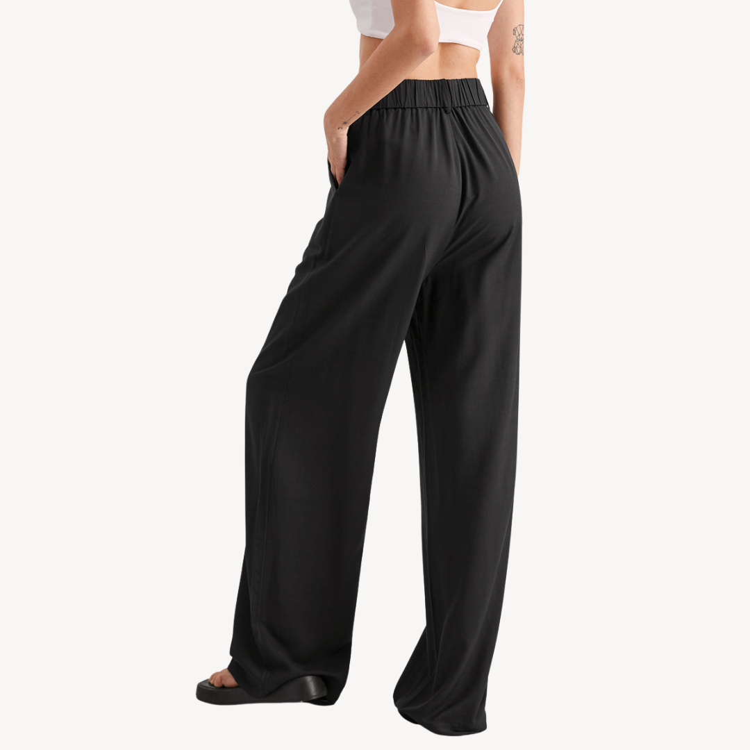 Womens Wide Leg Pants Polyester Pleated