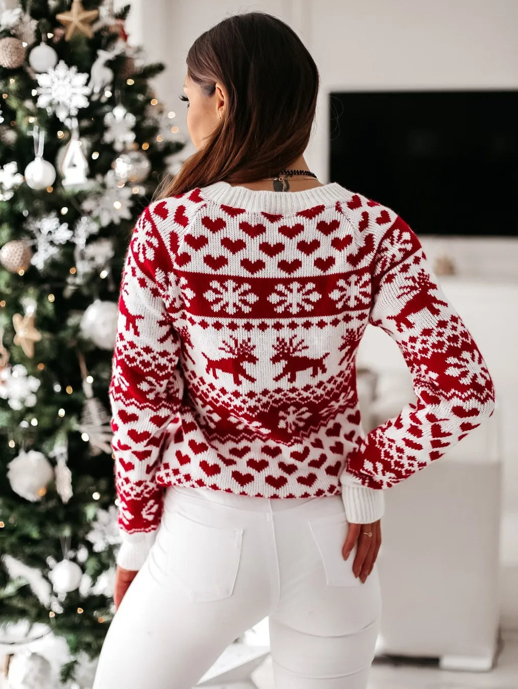 Womens Knitted Sweater with Crewneck Soft Fit