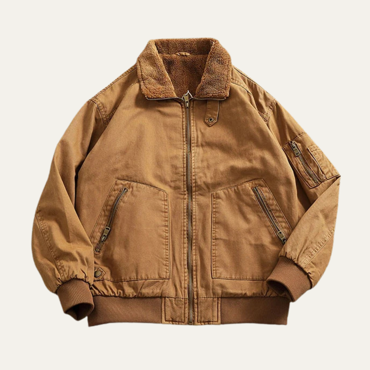 Mens Cotton Bomber Jacket Fleece Lined Winter - BritishMode