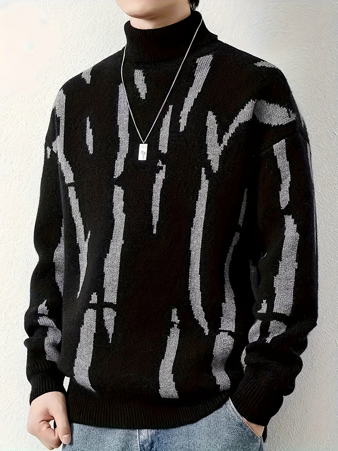 Mens Crew Neck Sweater Graphic Knit Cozy Fit - BritishMode