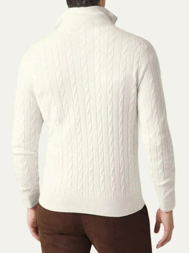 Mens Cable Knit Sweater with Zipper