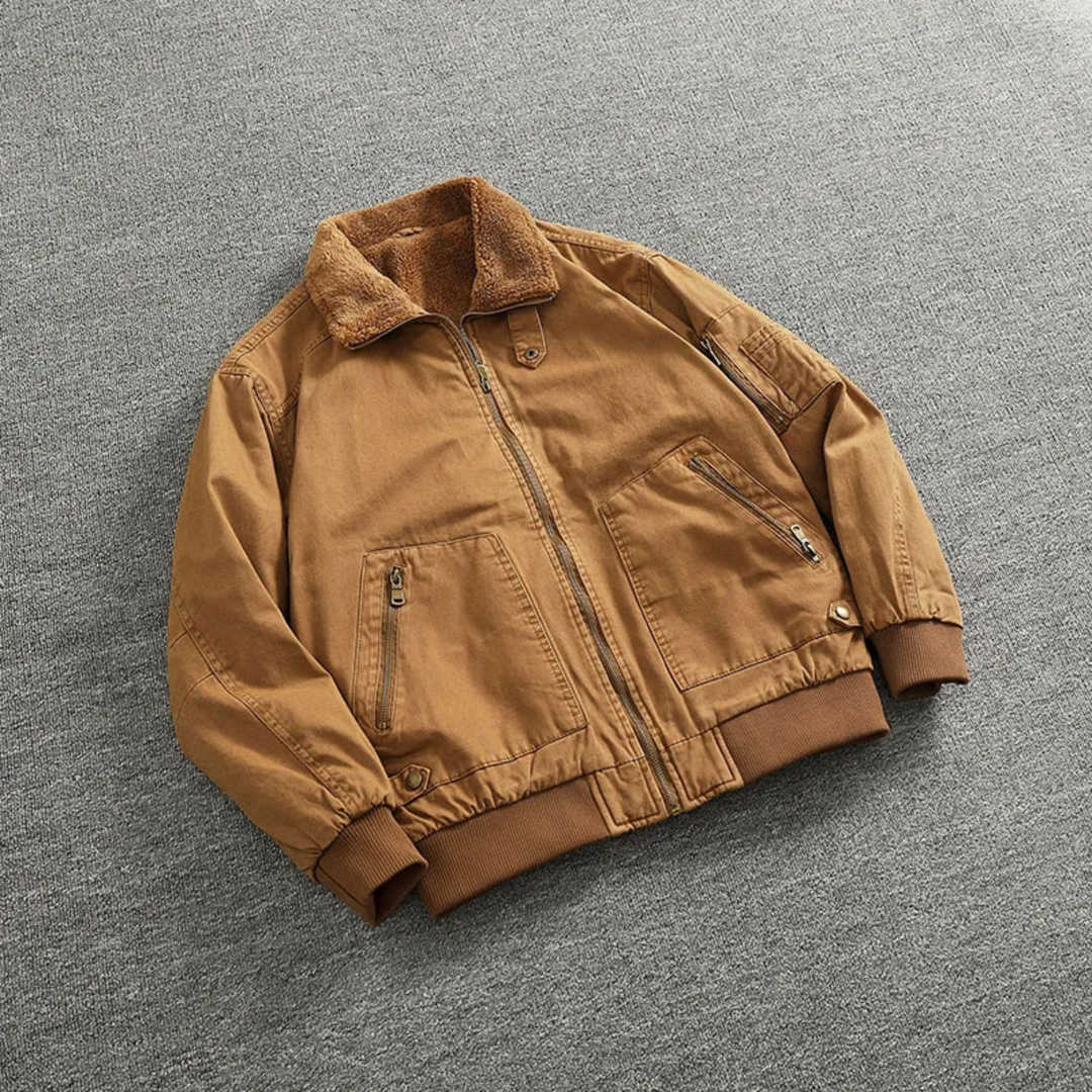 Mens Cotton Bomber Jacket Fleece Lined Winter
