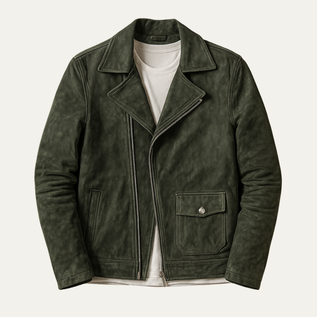 Mens Motorcycle Jacket Vintage Suede Biker Style - BritishMode