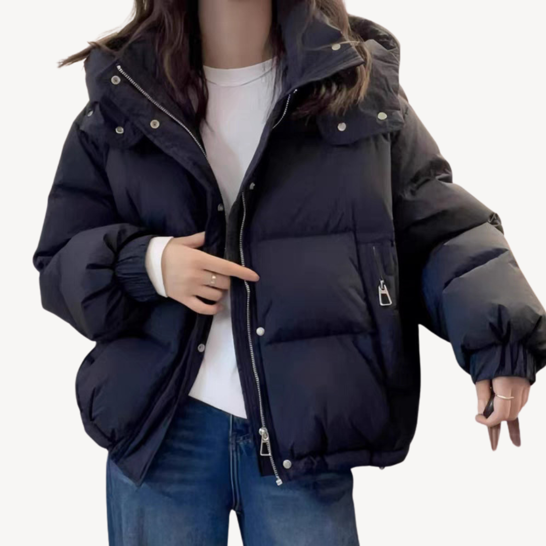Womens Puffer Jacket with Hood Quilted Fit