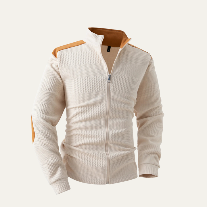 Mens Knit Jacket Lightweight Zip-Up Stand Collar