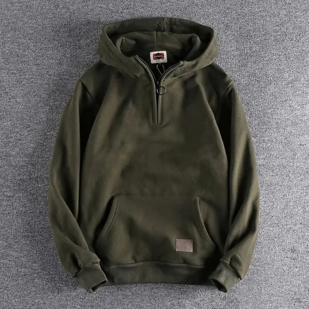 Mens Fleece Hoodie with Pouch Pocket Relaxed Fit