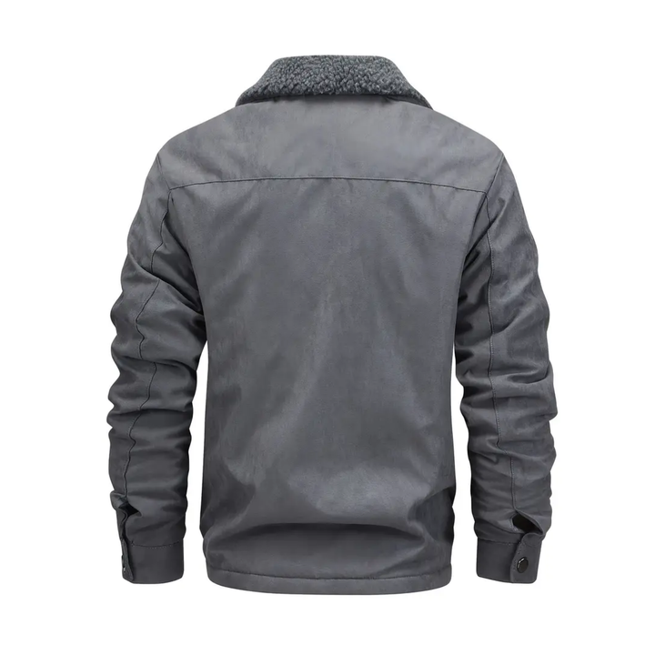 Mens Outdoor Jacket Teddy Fleece Lined Lapel Collar