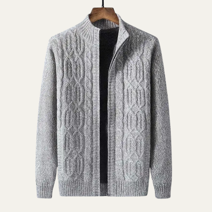 Mens Wool Knit Cardigan Thick Warm Fleece