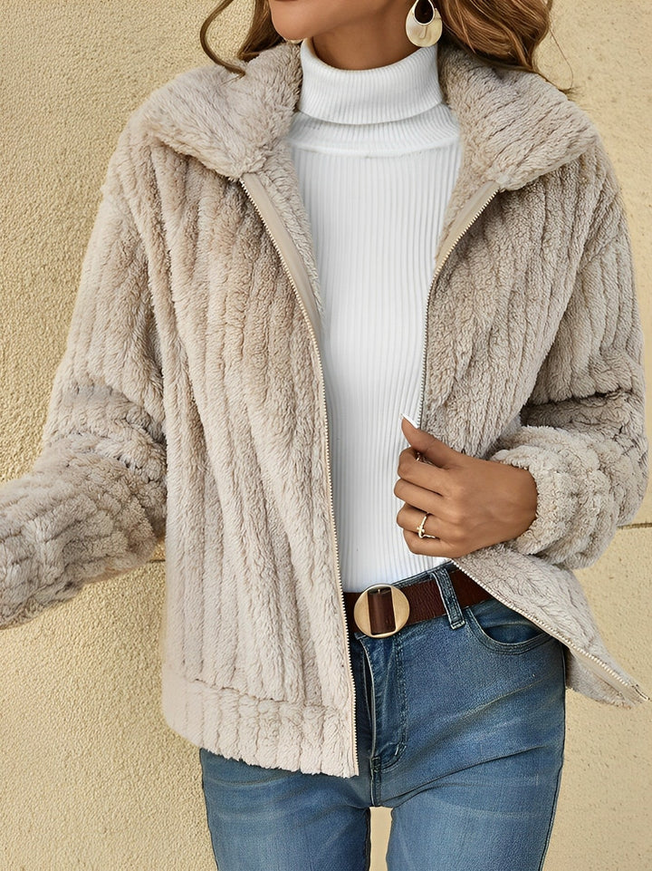 Womens Oversized Jacket with Zip Front Casual Style - BritishMode