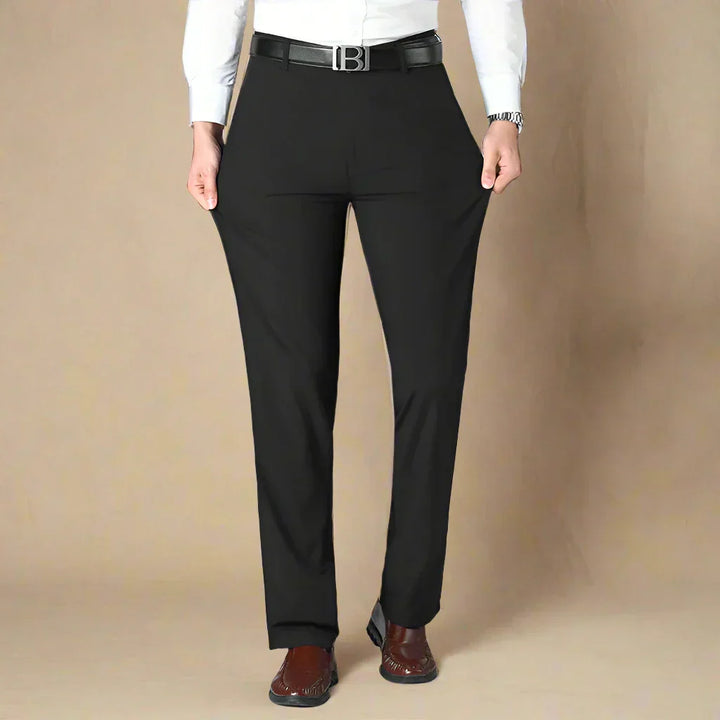 Mens Casual Trousers Non-Iron Stretch Regular Fit - BritishMode