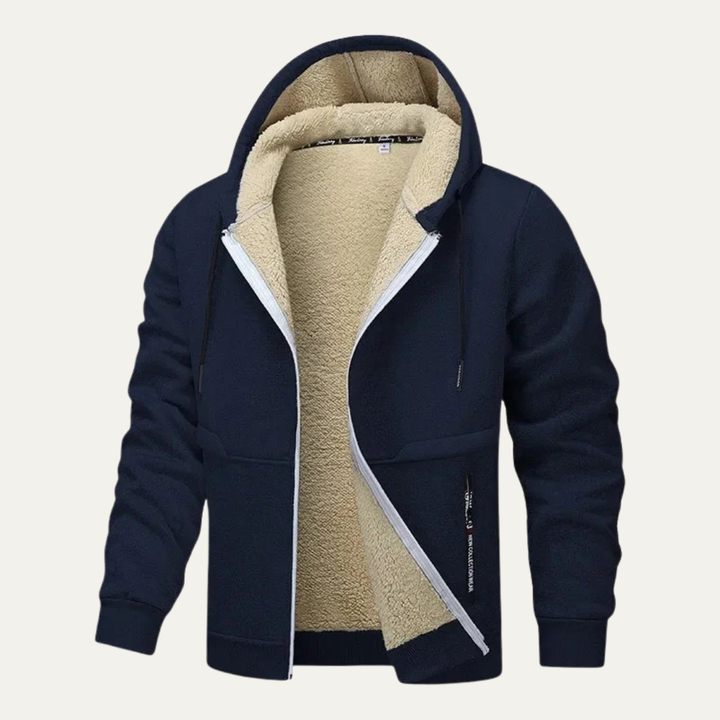 Mens Zip Hoodie Sherpa Lined Heavyweight