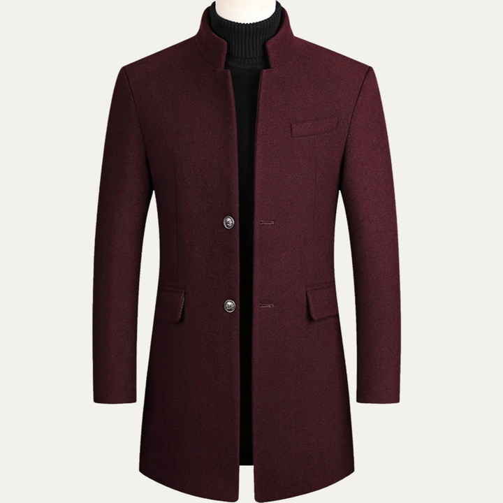 Mens Mid-Length Topcoat with Stand Collar - BritishMode