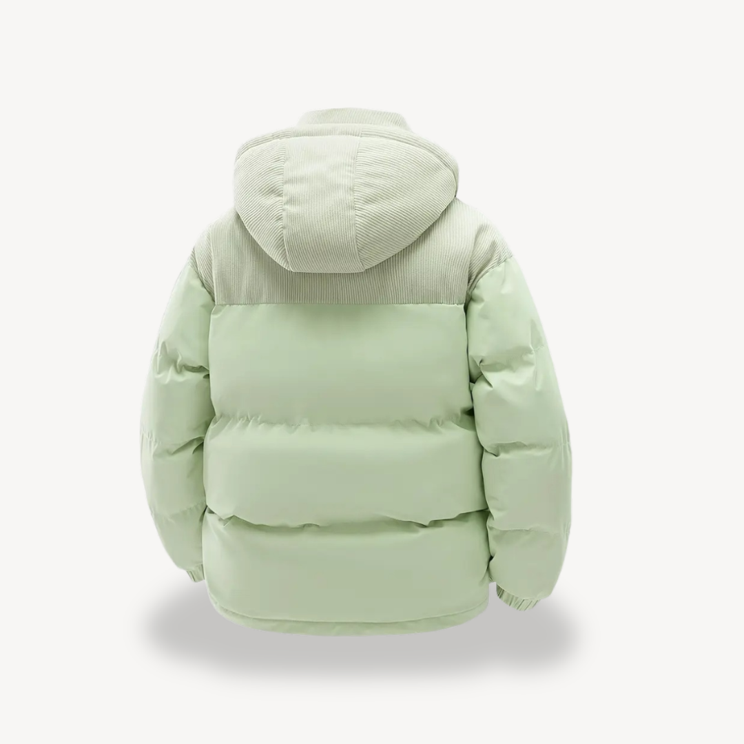 Mens Puffer Jacket Corduroy Hooded Casual Fit