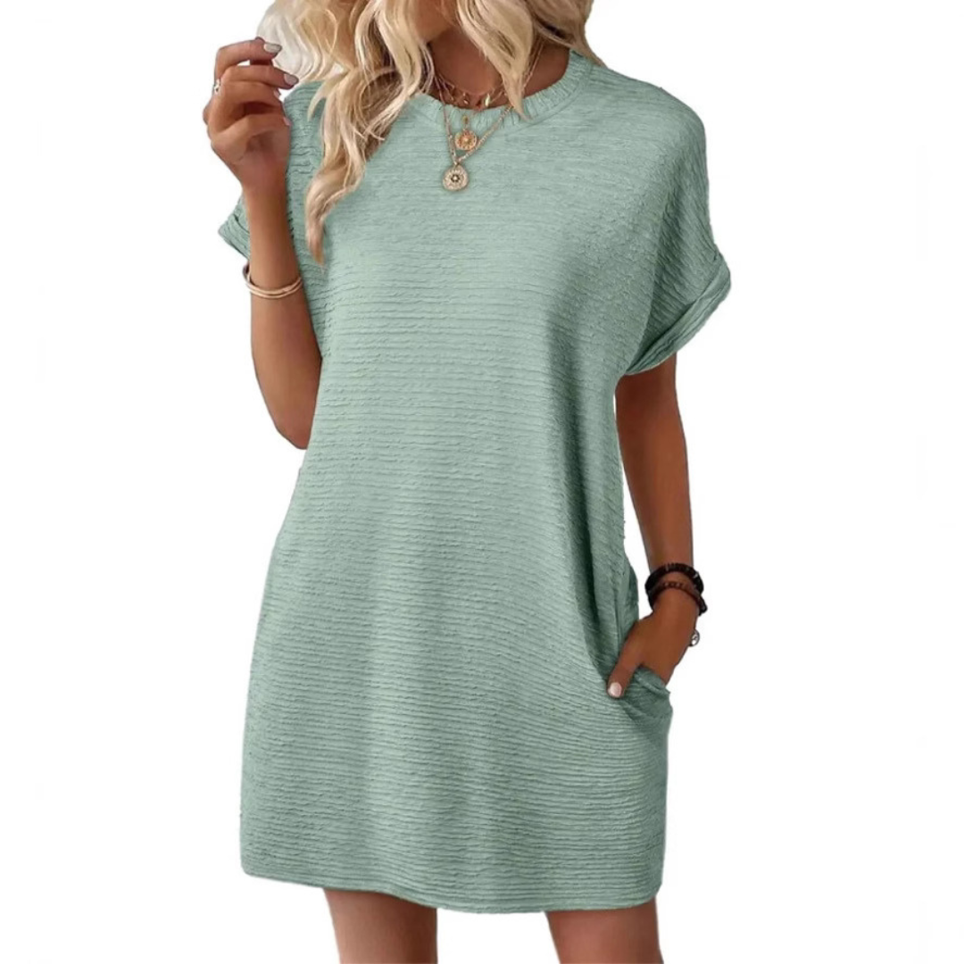 Womens Mini Dress with Short Sleeve and Pockets
