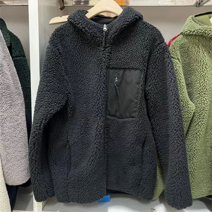 Mens Full Zip Sherpa Fleece Jacket Hooded