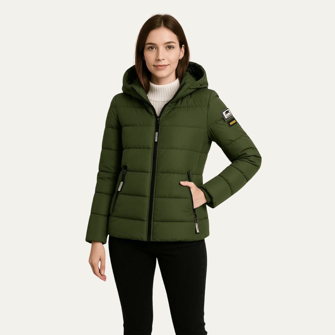Womens Hooded Puffer Jacket Sporty Fit