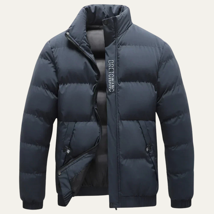 Mens Quilted Puffer Jacket Short Fit Stand Collar
