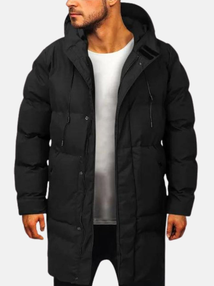 Mens Quilted Puffer Jacket Long Hooded - BritishMode