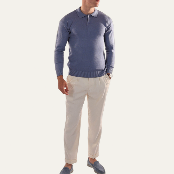Mens Polo Sweater Knit Refined Fit