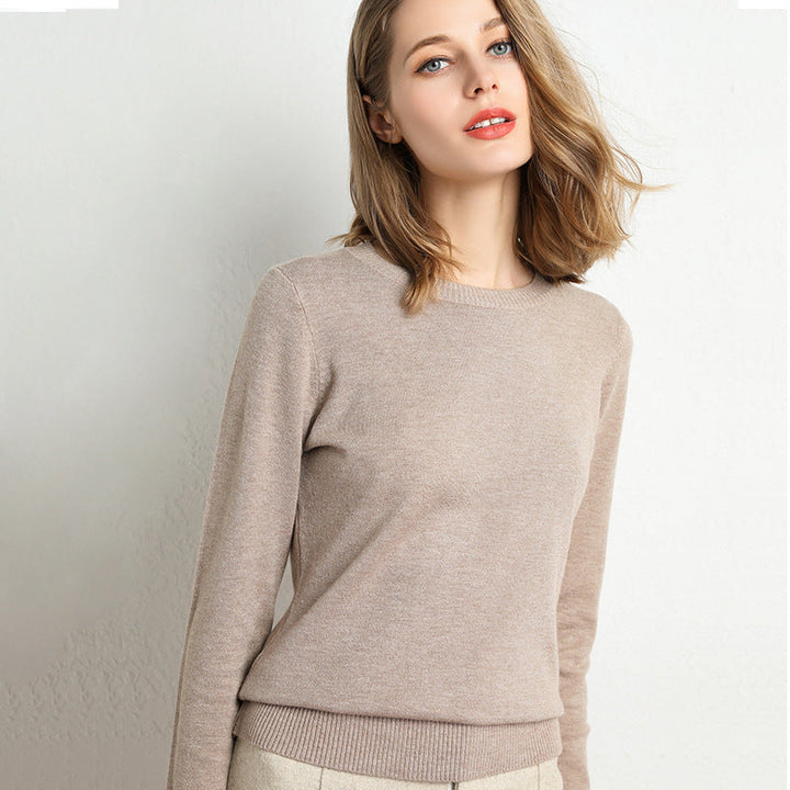 Womens Wool Sweater Crew Neck Cozy Fit