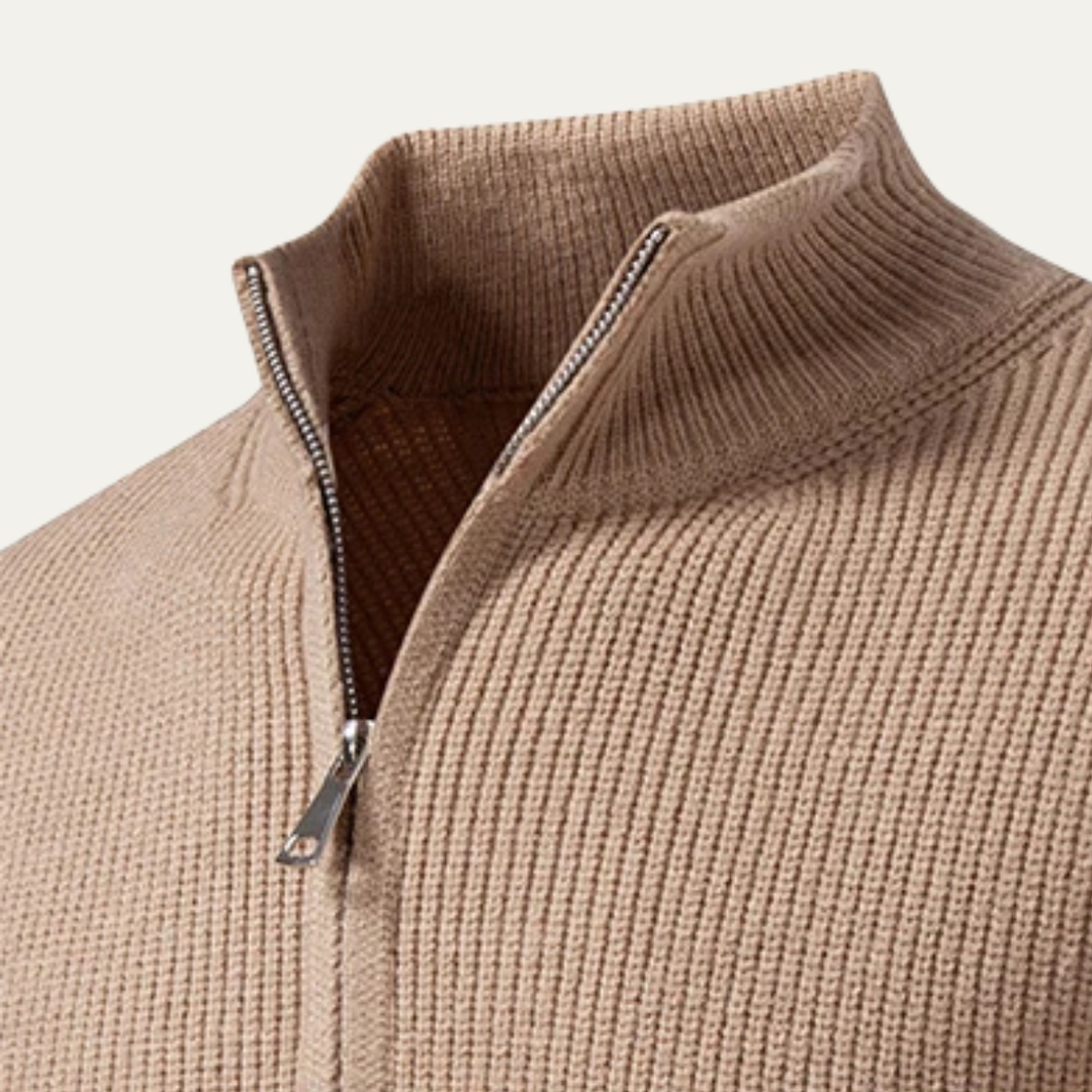 Mens Knitted Cardigan Stand Collar Winter Style