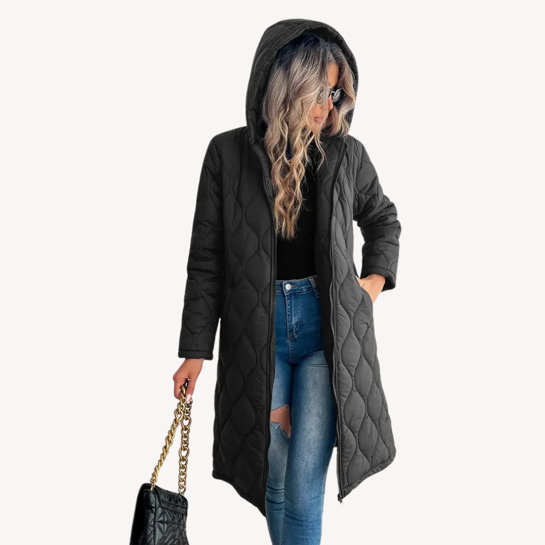 Womens Quilted Puffer Coat with Hooded Design