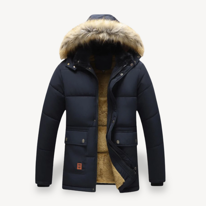 Mens Parka Jacket Faux Fur Lined Regular Fit
