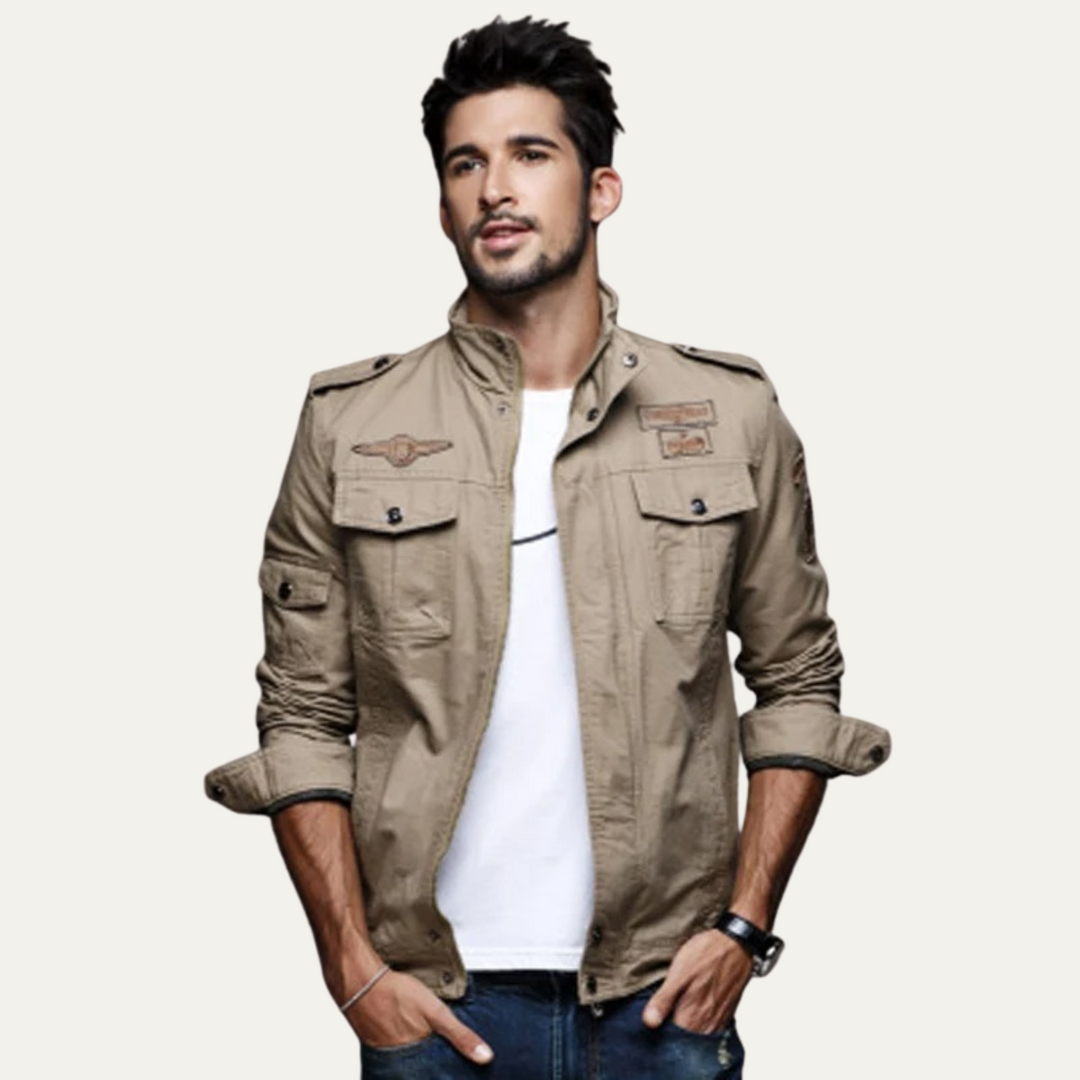 Mens Cargo Jacket Cotton Pockets Trendy Fit