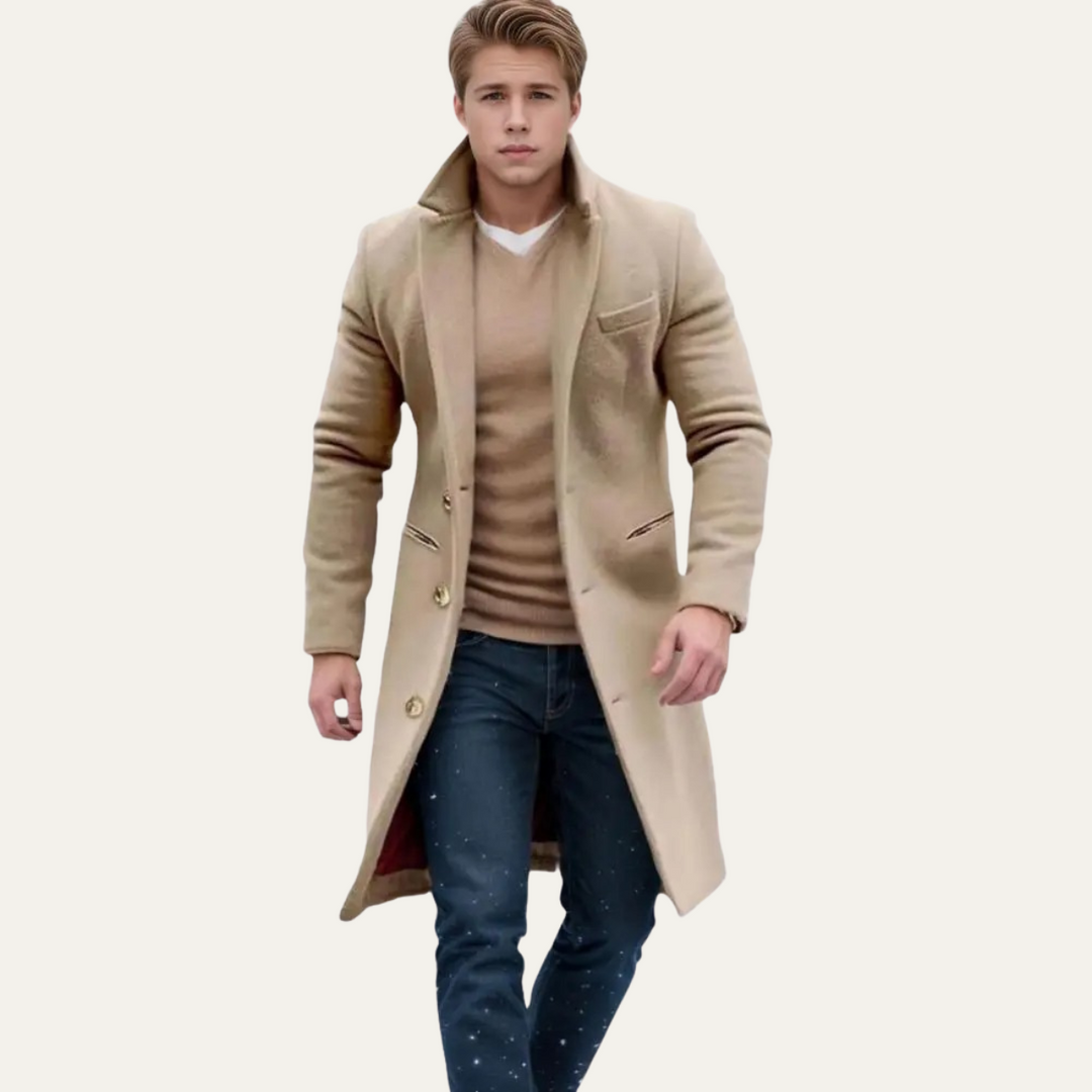 Mens Wool Blend Overcoat Winter Elegant Fit