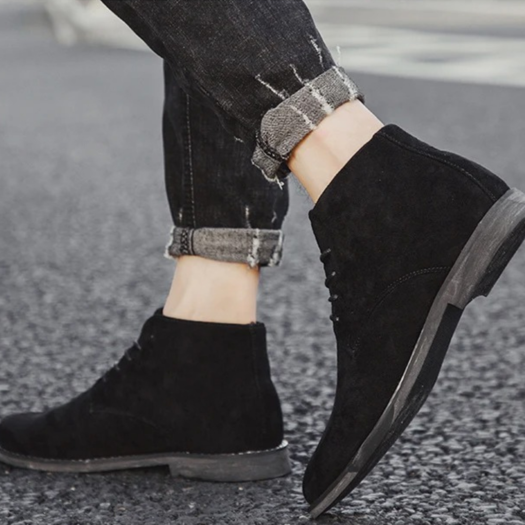 Mens Casual Suede Lace-Up Ankle Boots