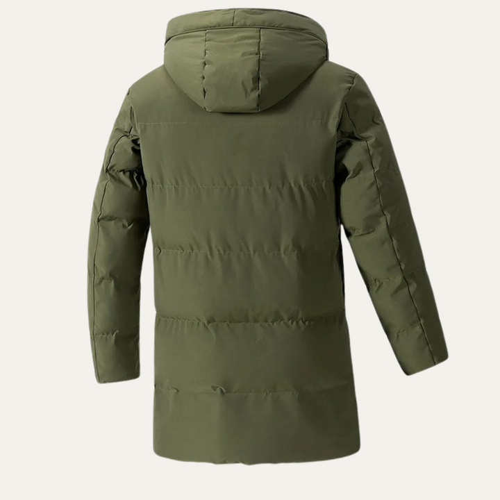Mens Long Hooded Puffer Jacket Insulated Winter