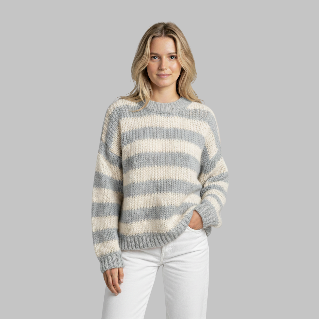 Womens Pullover Sweater Classic Stripe Knit