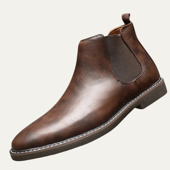 Mens Casual Leather Slip-On Chelsea Boots