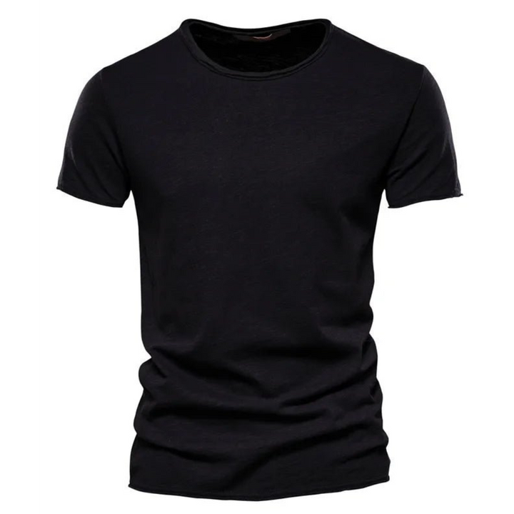 Mens Slim-Fit Cotton T-Shirt Breathable Crew Neck
