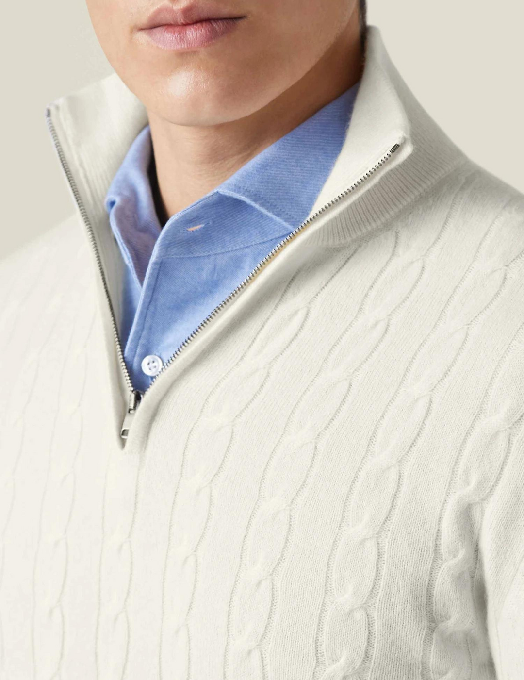 Mens Cable Knit Sweater with Zipper