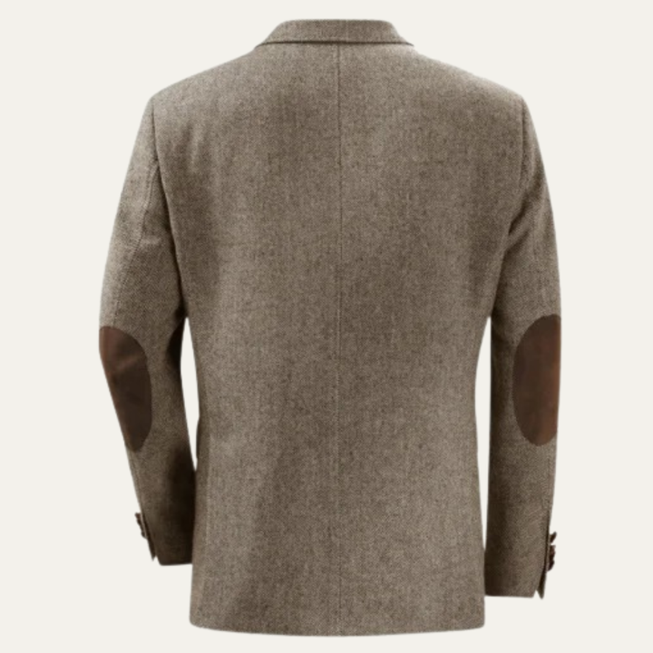 Mens Wool Blend Tweed Blazer Herringbone Pattern Classic Fit