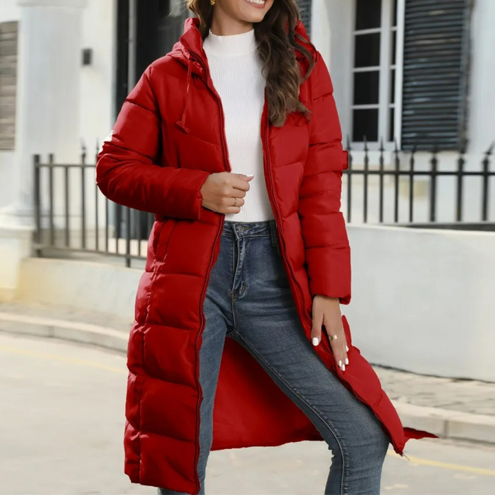 Womens Down Parka Coat with Hood and Belt Warm